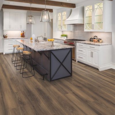 luxury vinyl floors in a rustic kitchen